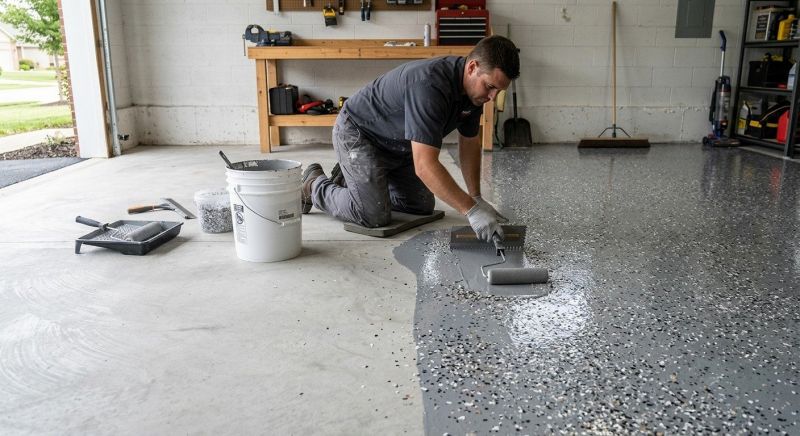 Speckled Garage Floor Painting in Winston Salem, NC