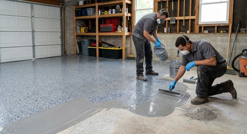 Speckled Garage Floor Painting in Fairfax, VA